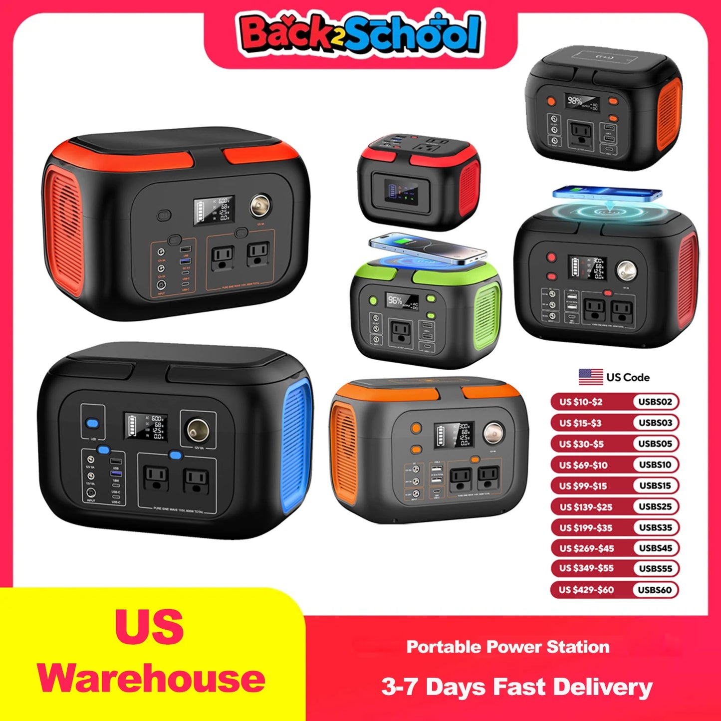 SinKeu Portable Power Station 600W 300W 200W 120W Solar