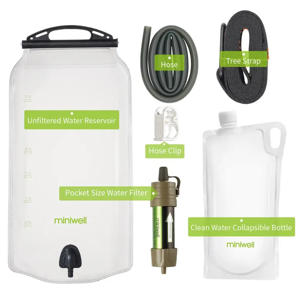 Miniwell Gravity Water Filter for Hiking and Camping