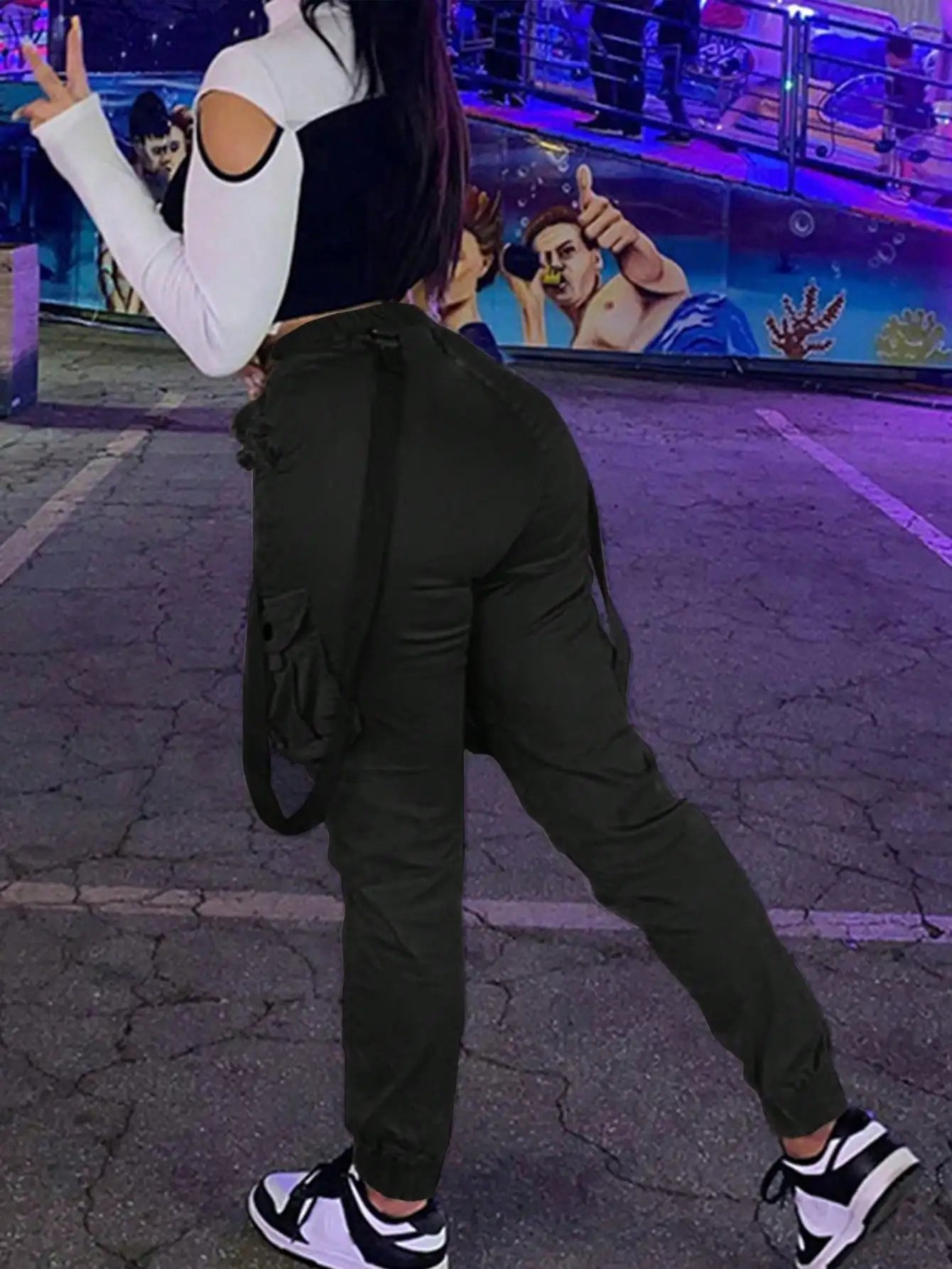 Women Parachute Cargo Hiking Pants With Pockets Waterproof