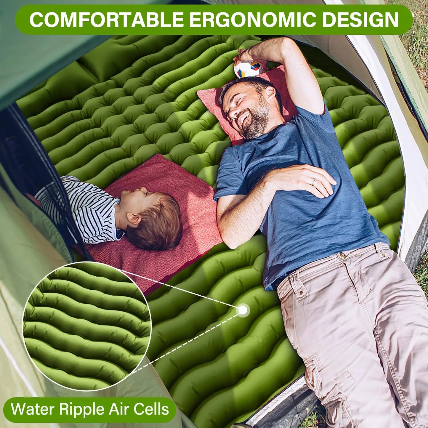 West Tune Double Sleeping Pad Built In Foot Pump Inflatable
