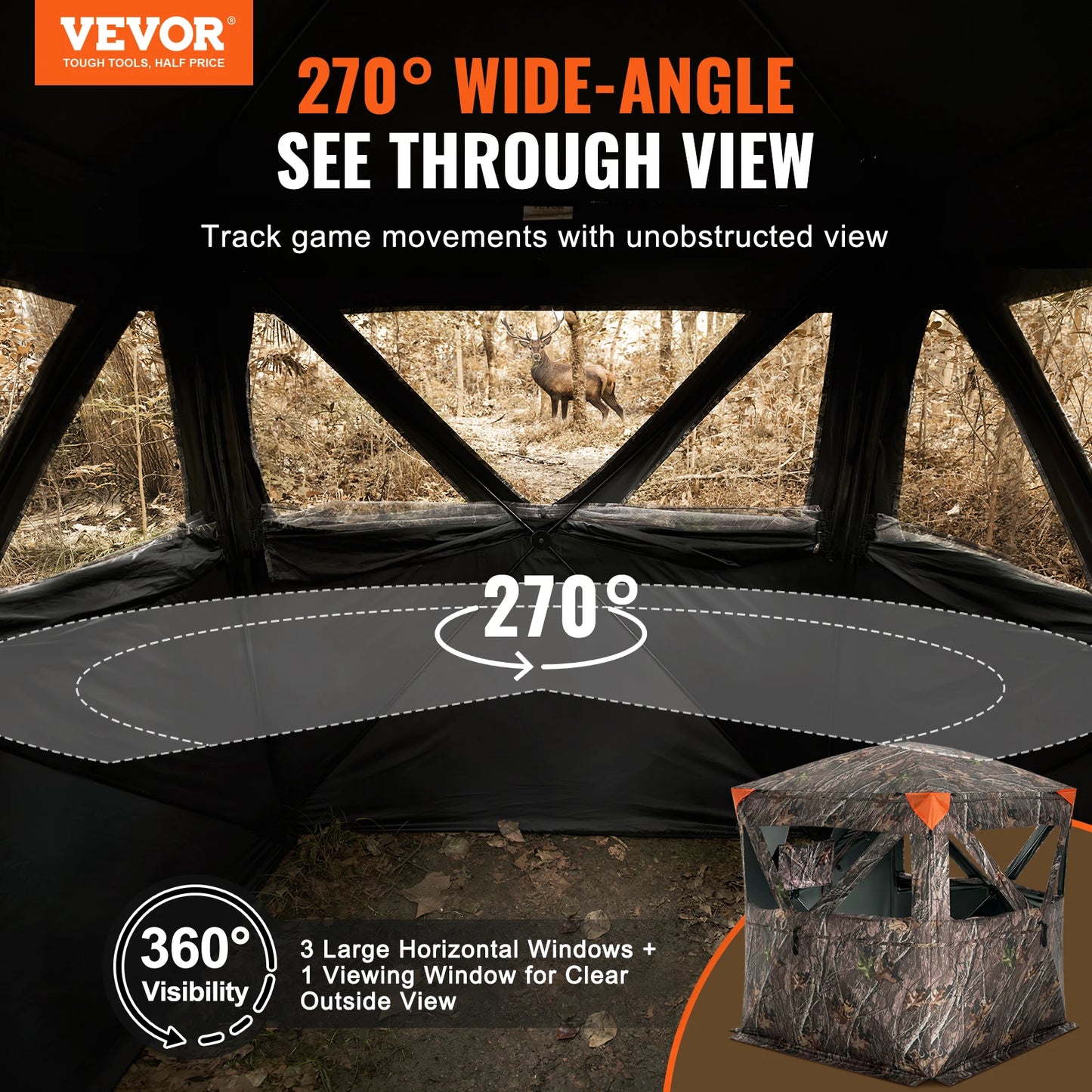 VEVOR 270 Degree See Through Ground Blind for Hunting