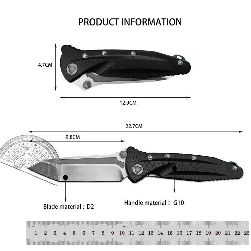 DIY Supplies Folding Pocket Knife D2 Blade G10 Handle
