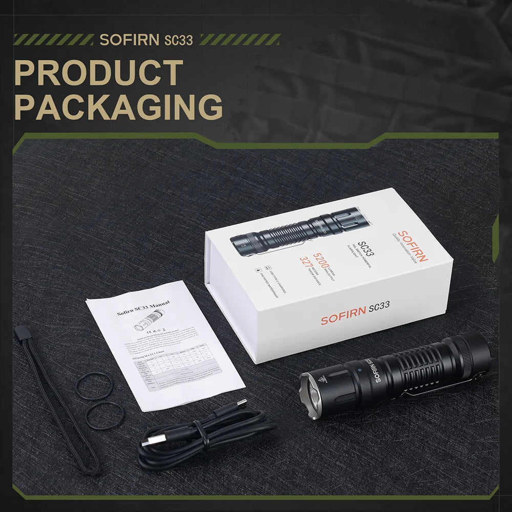 Sofirn SC33 XHP70 LED Flashlight 5200lm USB C Outdoor