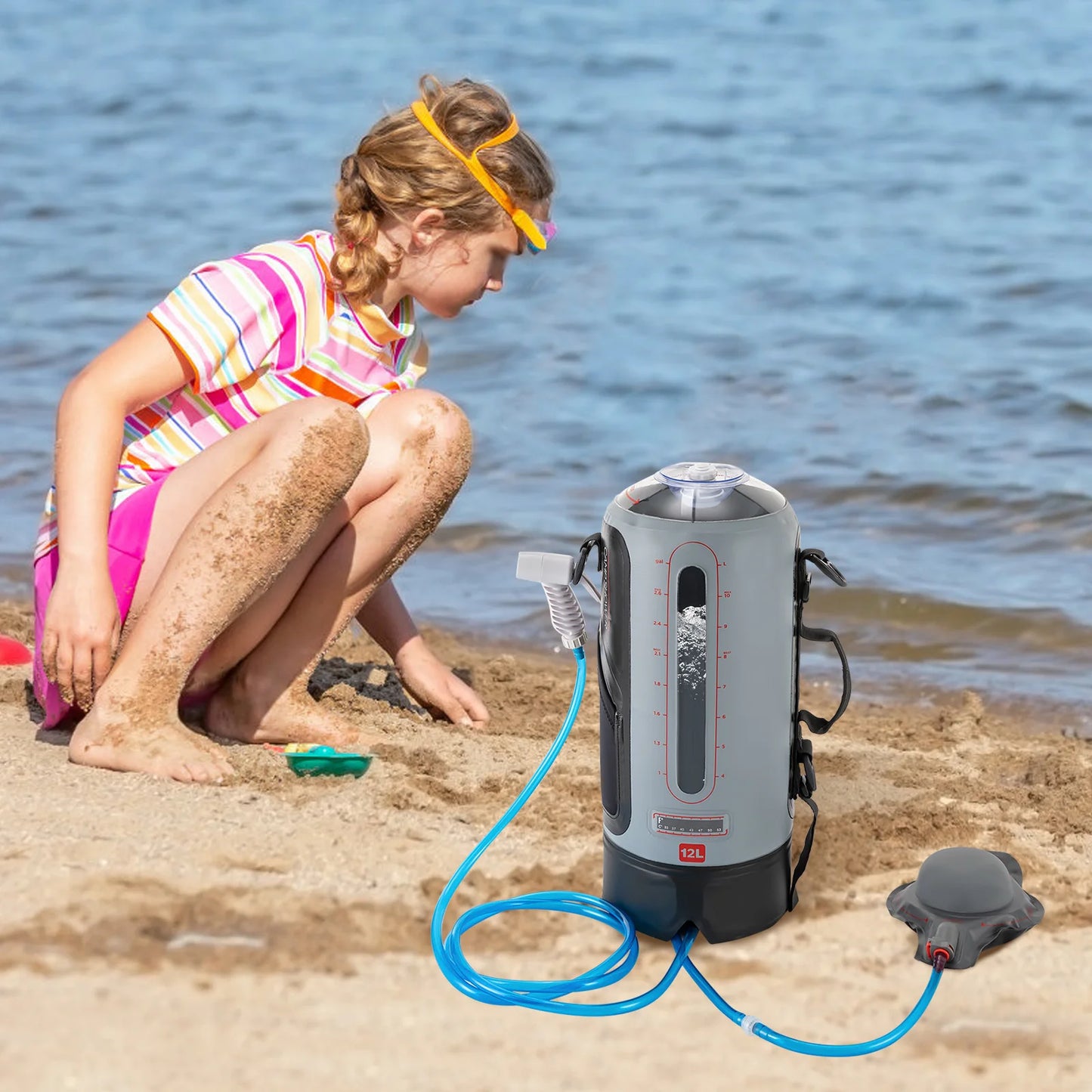 Solar Camping Shower With Pump Portable Outdoor Shower