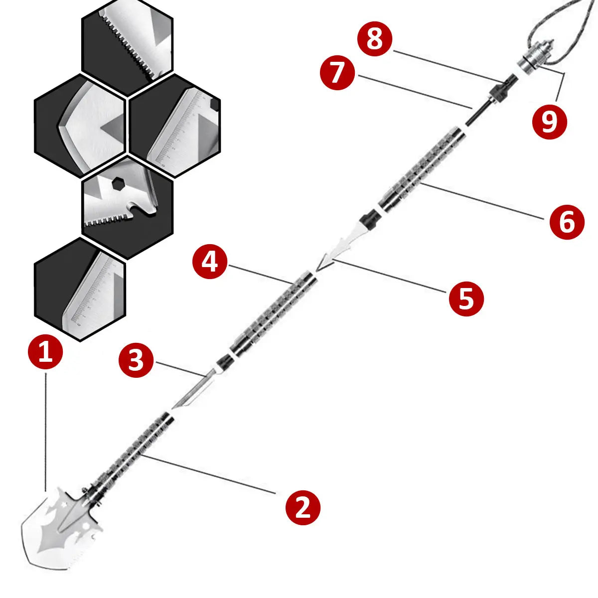 Skywolfeye Multi Tool Shovel Foldable Camping Gear Kit