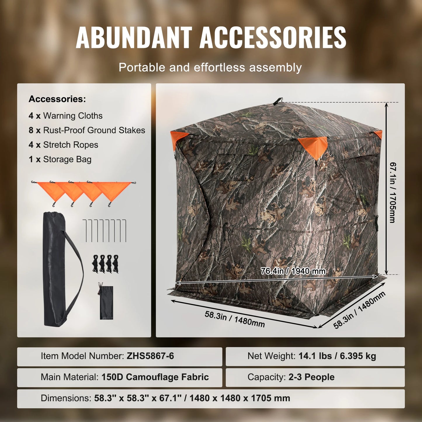 VEVOR 270 Degree See Through Ground Blind for Hunting