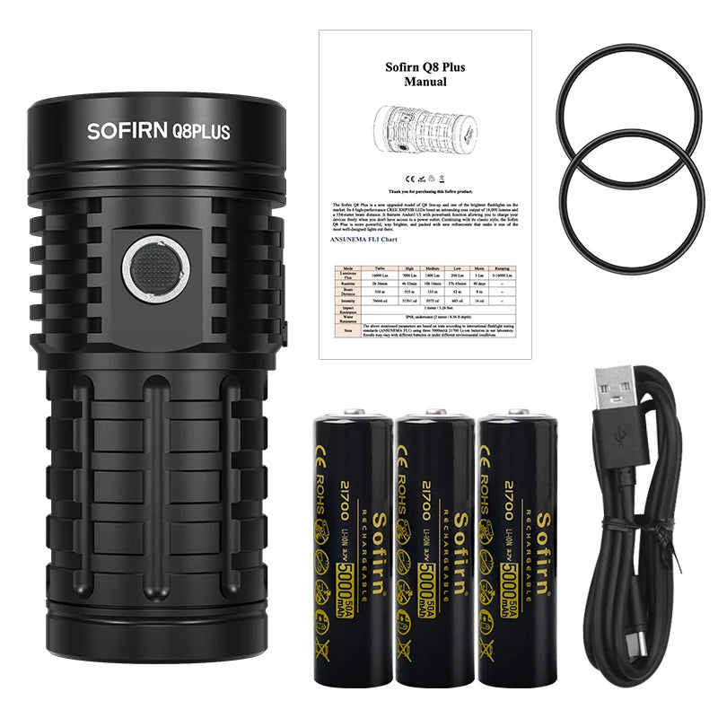 Sofirn Q8 Plus 16000lm USB C Rechargeable Flashlight