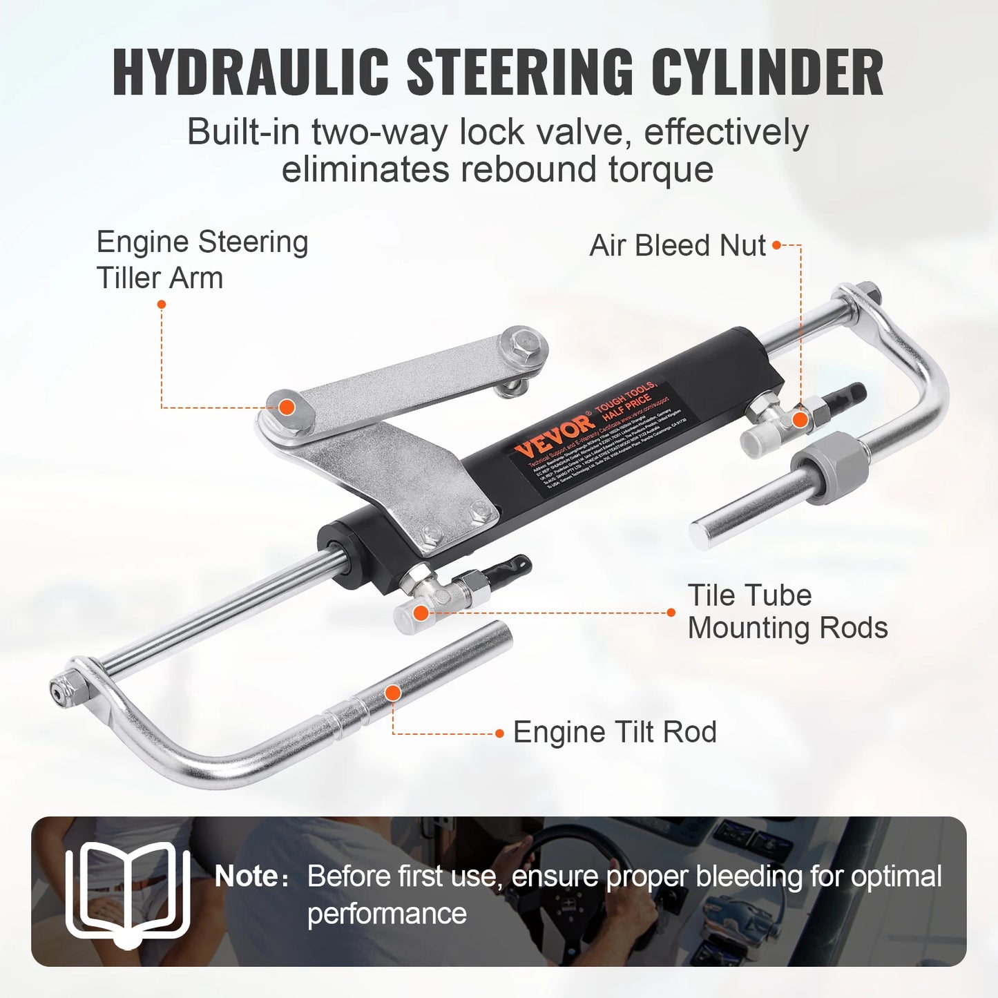 SucceBuy Hydraulic OB Steering Kit 90HP Single Station
