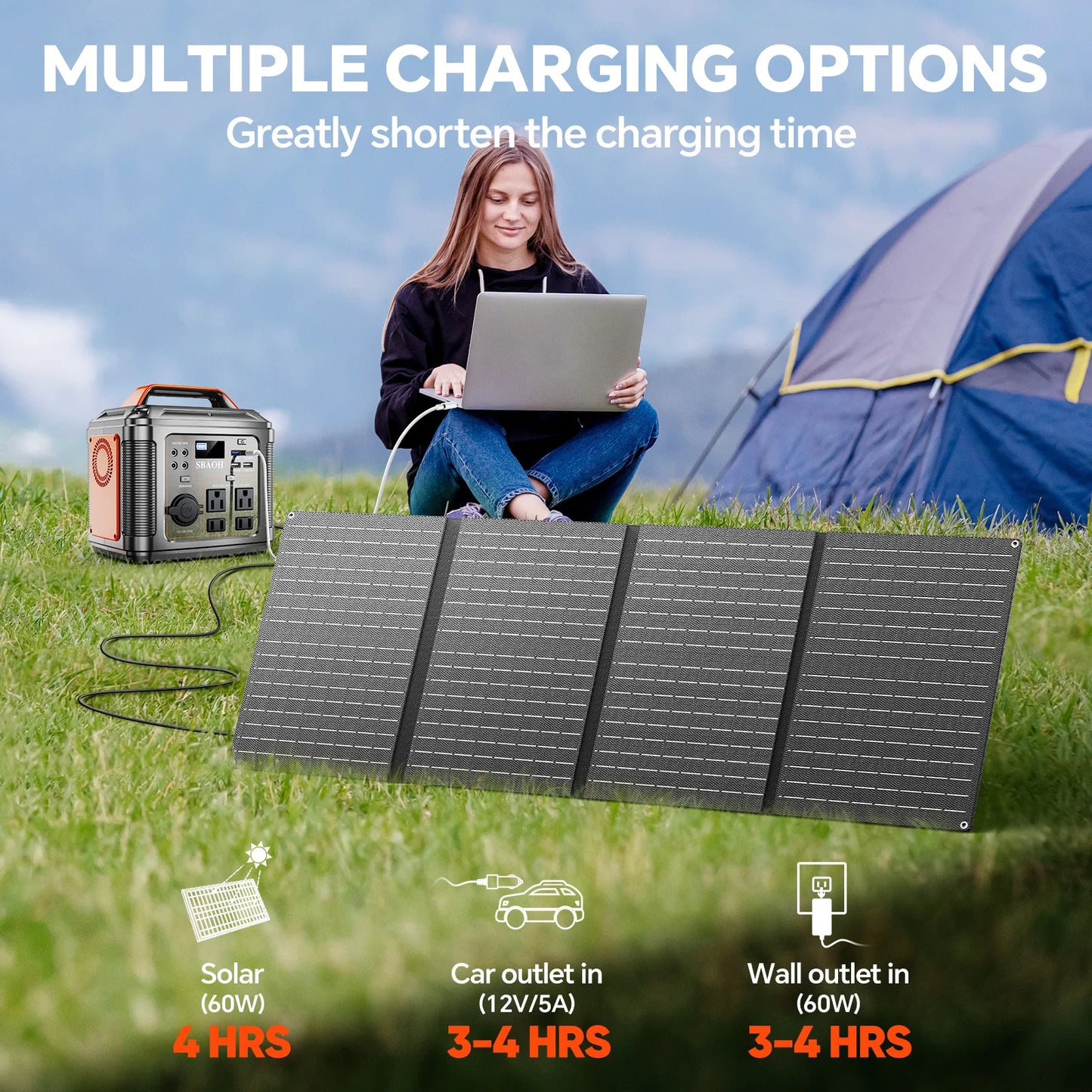 SBAOH 300W Portable Power Station 296Wh Solar Generator