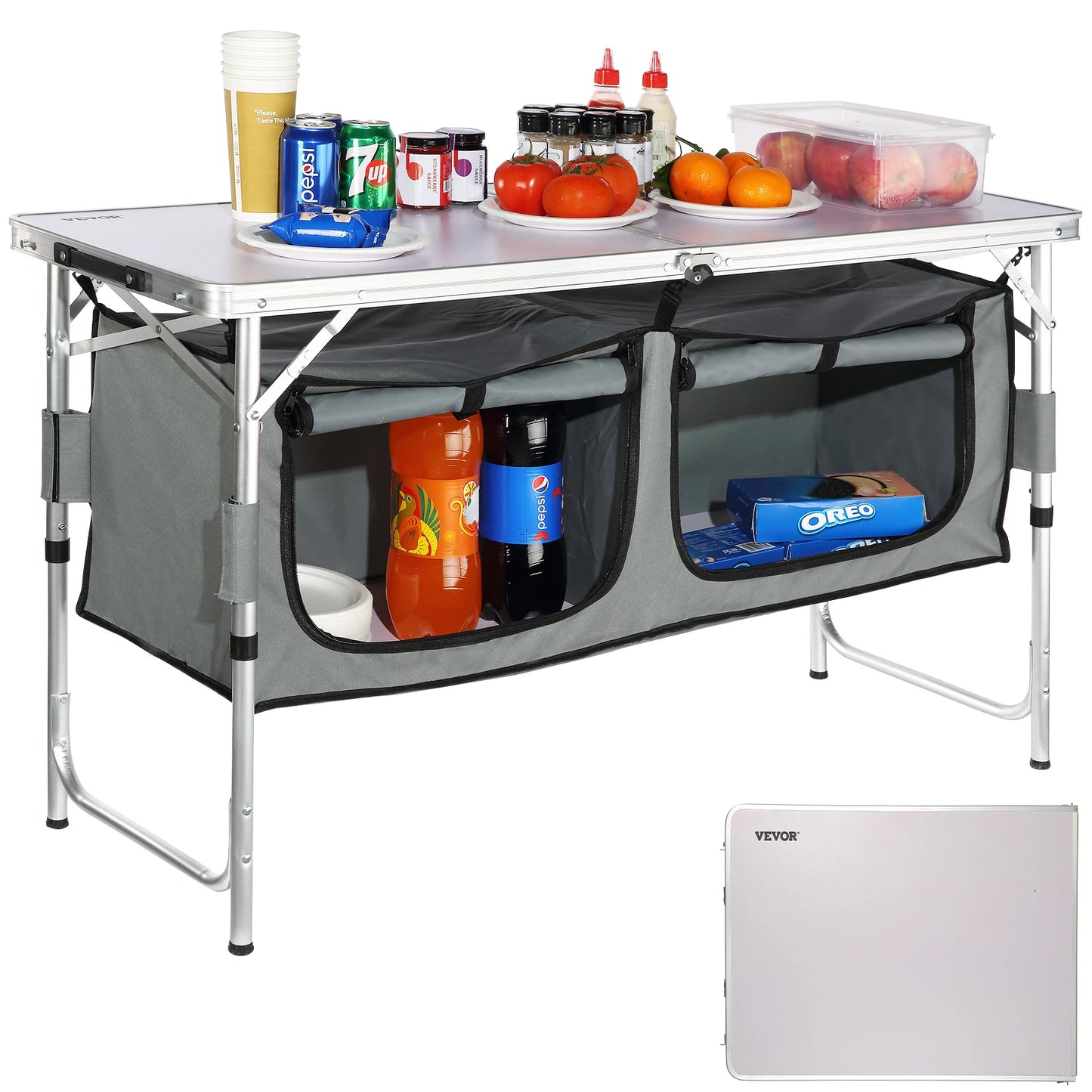 VEVOR Camping Kitchen Table Quick Setup Folding MDF Outdoor