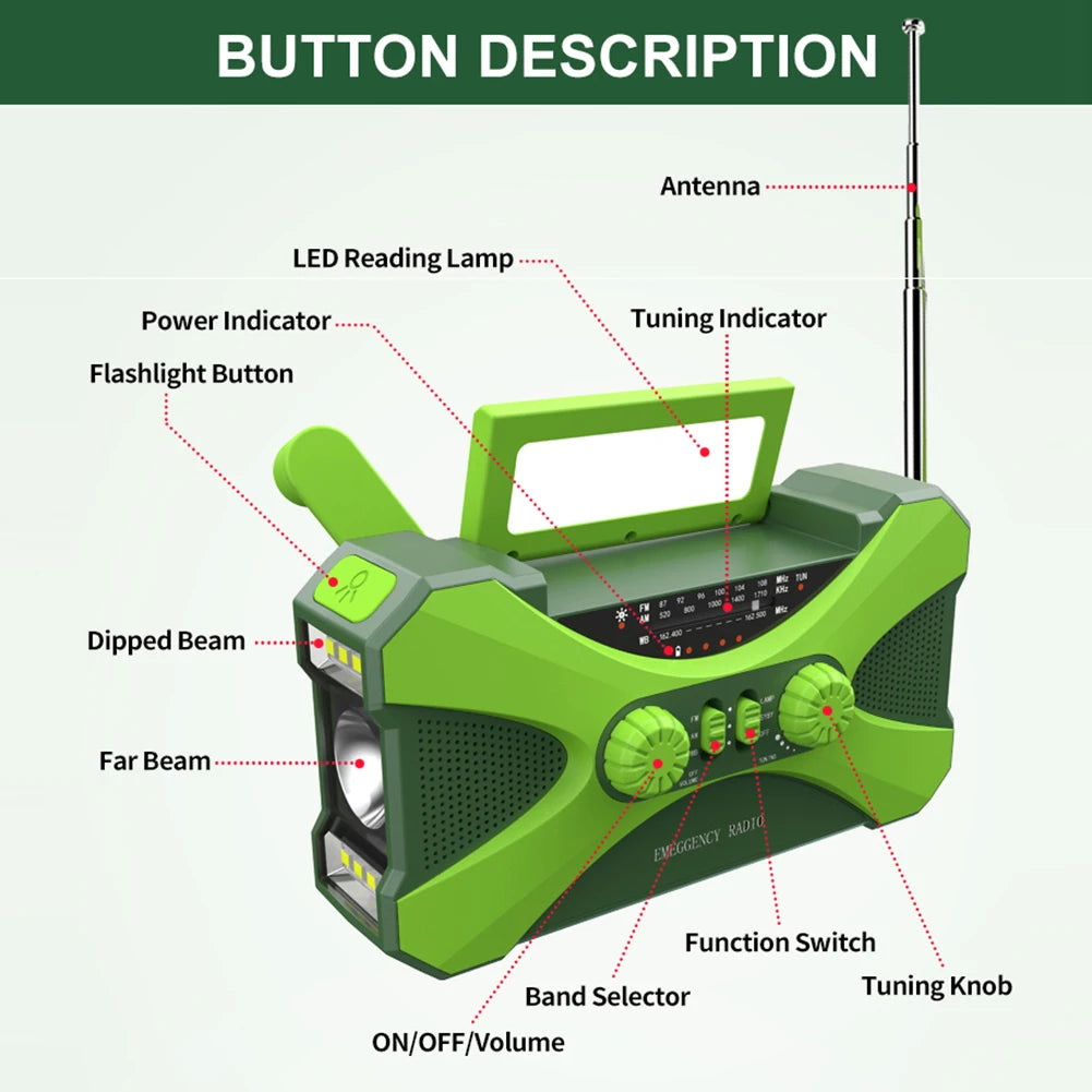 Hign-concerned 10000mAh Charger Solar Hand Crank Radio