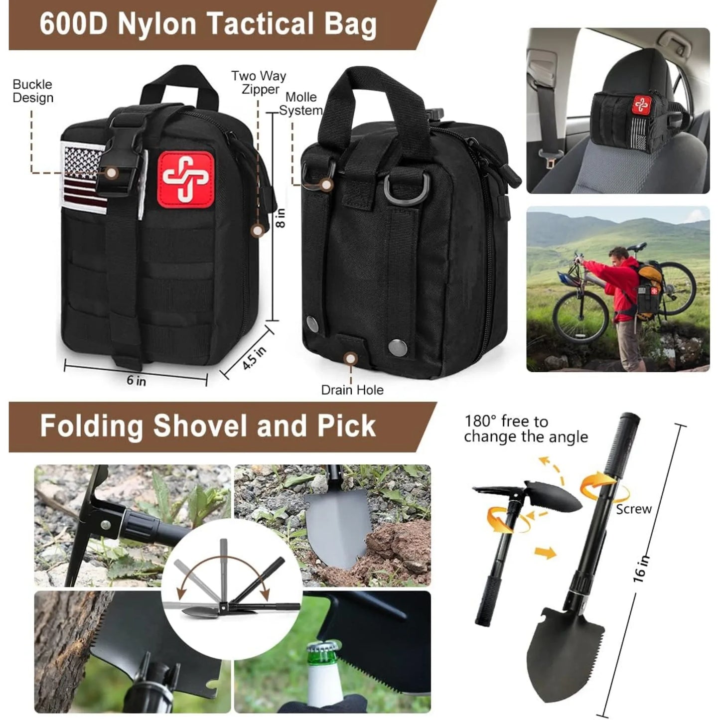 Hign Concerned 238Pcs Emergency Survival Kit Molle Pouch