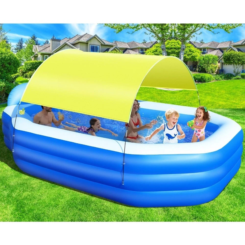 Inflatable Pool With Canopy For Adults With Seats Backrest