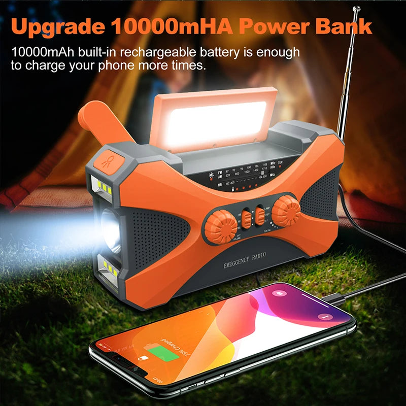 Hign-concerned 10000mAh Charger Solar Hand Crank Radio