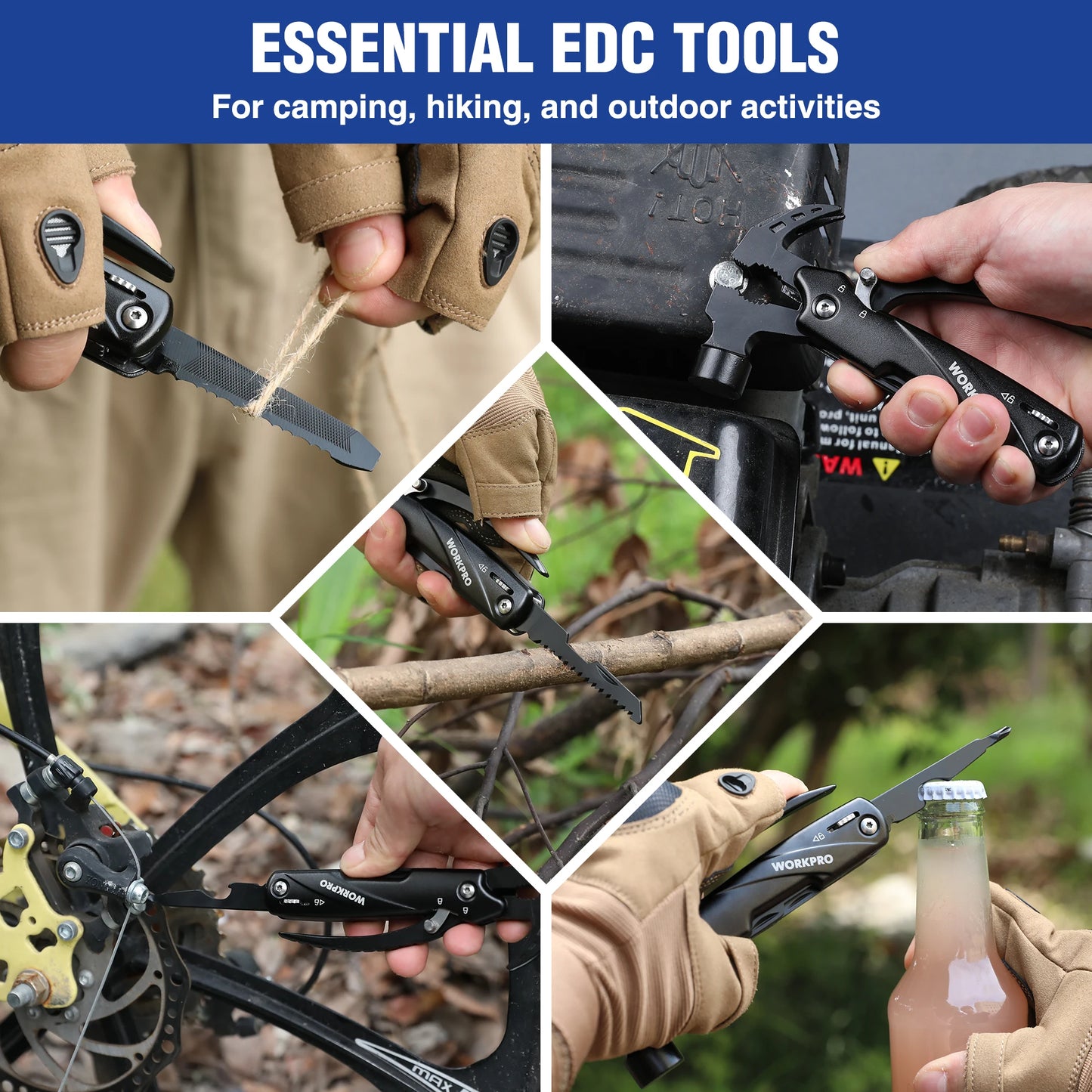 WORKPRO 12 In 1 Hammer Multitool Portable Stainless Steel