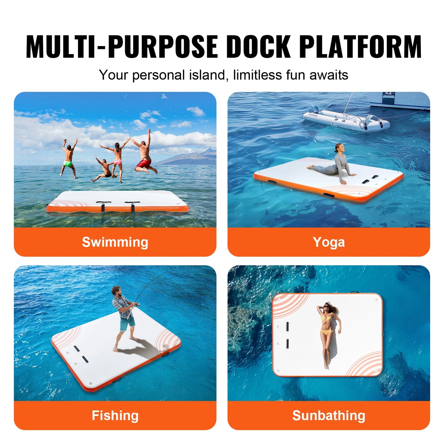 VEVOR Inflatable Floating Dock With Detachable Ladder