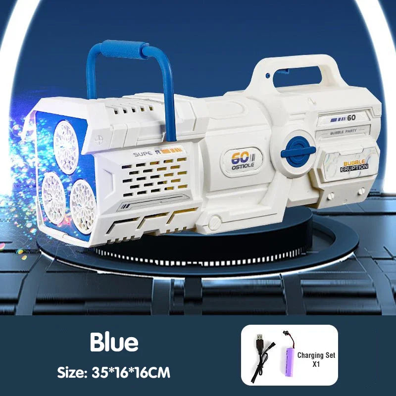 Kmoist Electric Bubble Gun 60 Hole Blower With Light