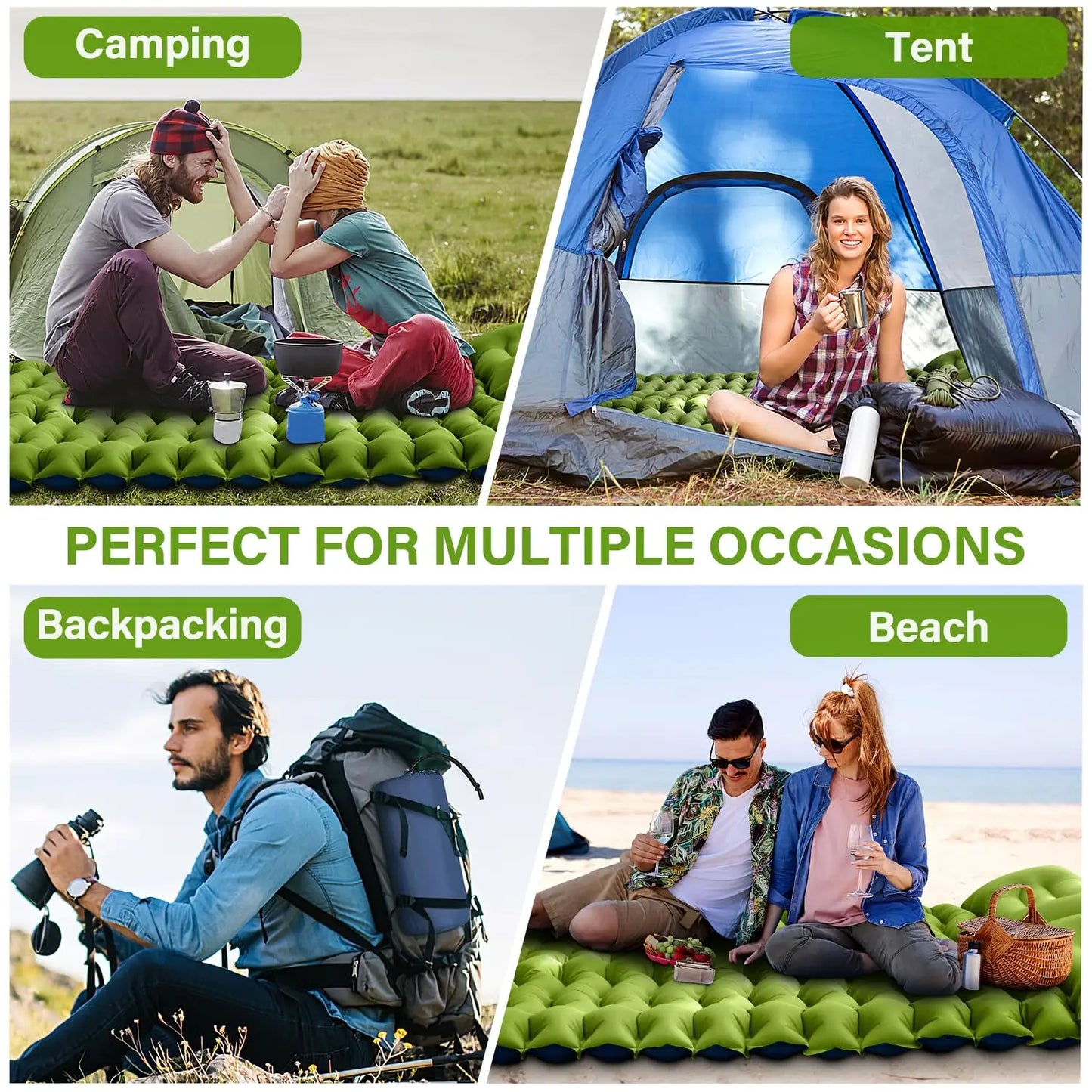 West Tune Double Sleeping Pad Built In Foot Pump Inflatable