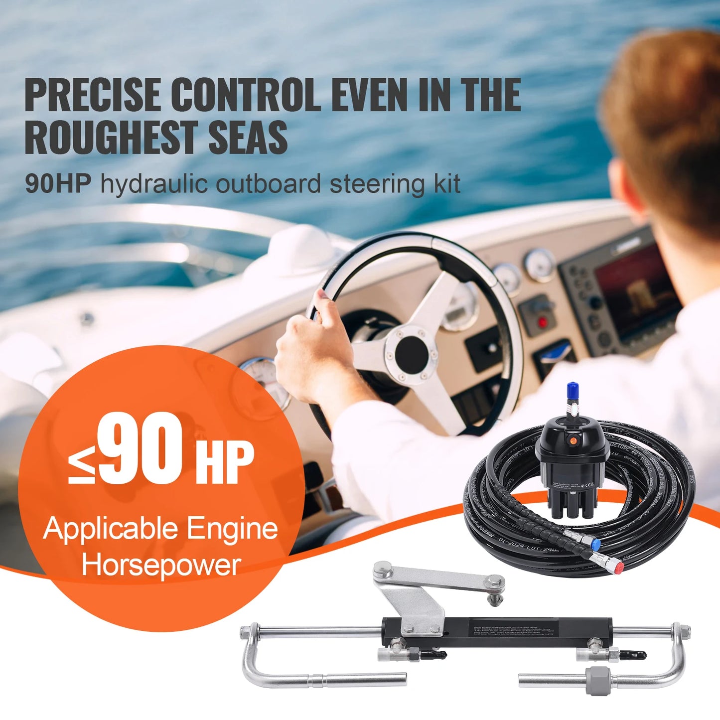 SucceBuy Hydraulic OB Steering Kit 90HP Single Station