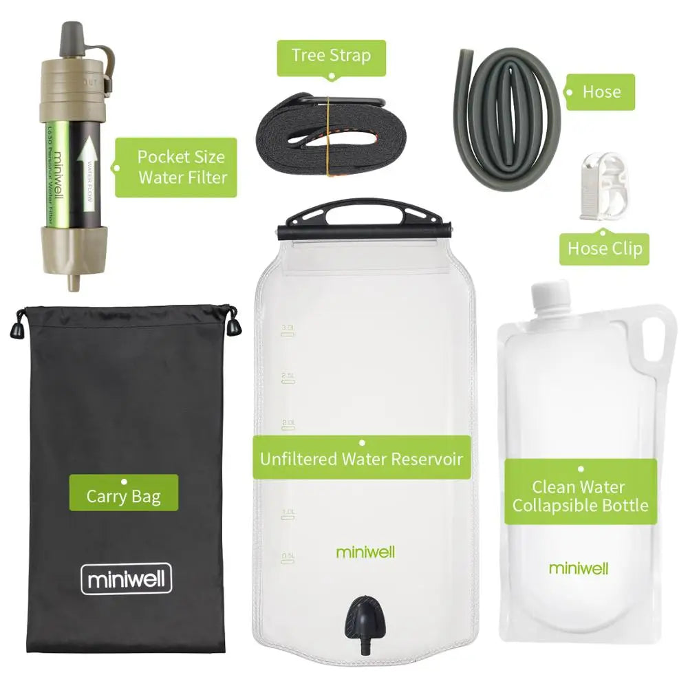 Miniwell Gravity Water Filter for Hiking and Camping