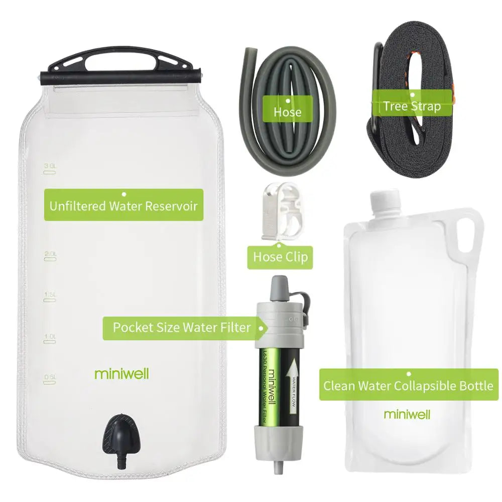 Miniwell Gravity Water Filter for Hiking and Camping