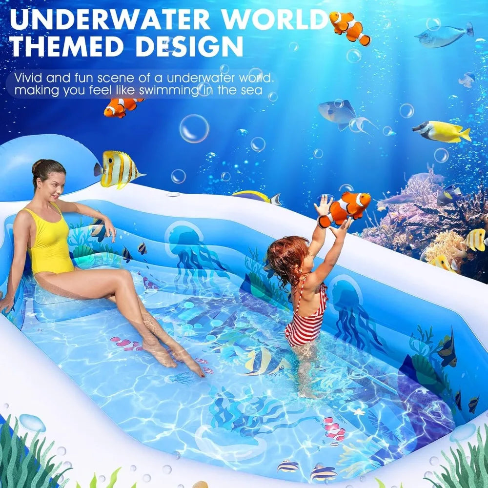 Inflatable Pool With Canopy For Adults With Seats Backrest