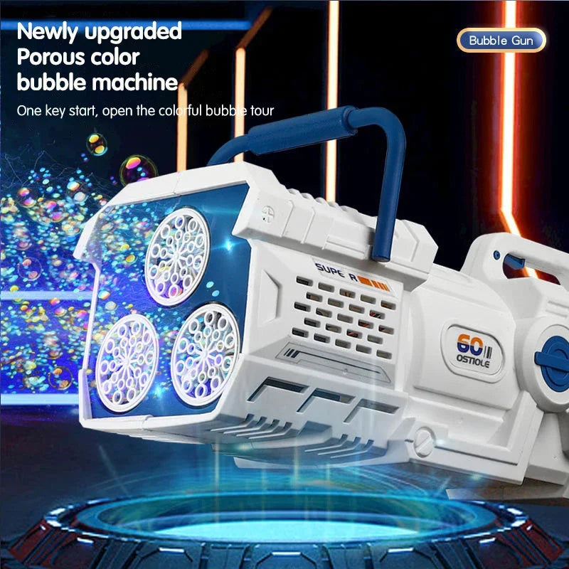 Kmoist Electric Bubble Gun 60 Hole Blower With Light