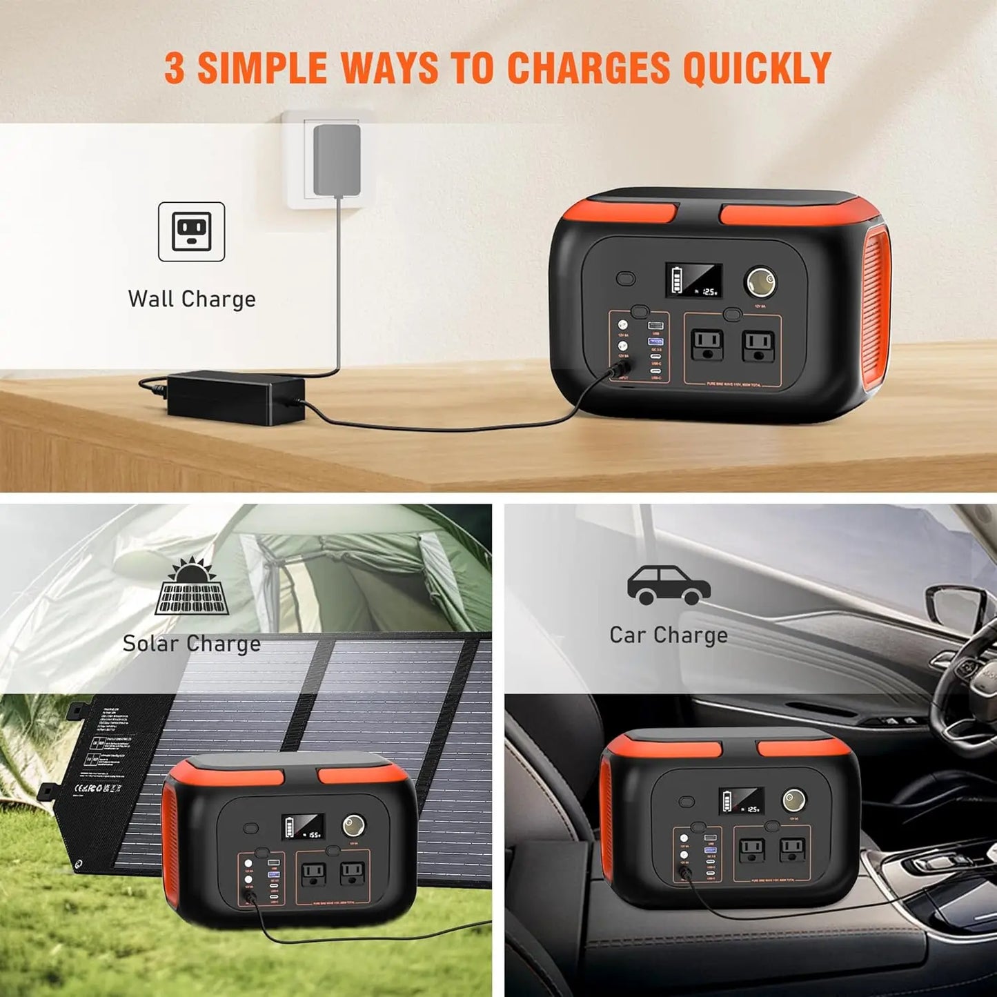 SinKeu Portable Power Station 600W 300W 200W 120W Solar