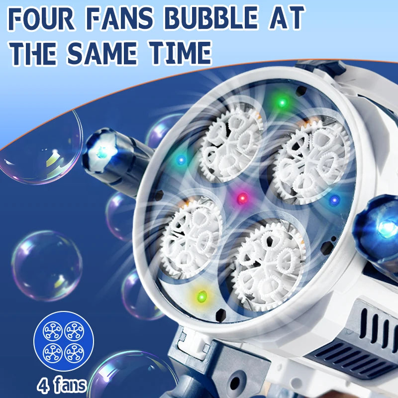 Rechargeable Automatic Bubble Machine Gun With Lights