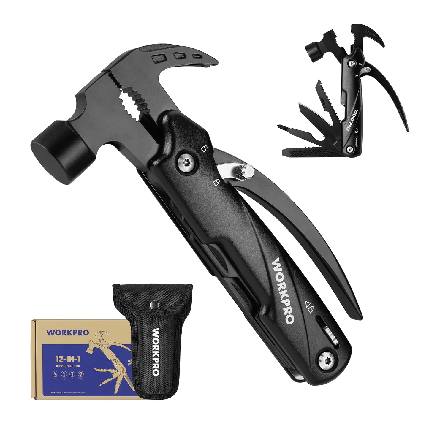 WORKPRO 12 In 1 Hammer Multitool Portable Stainless Steel
