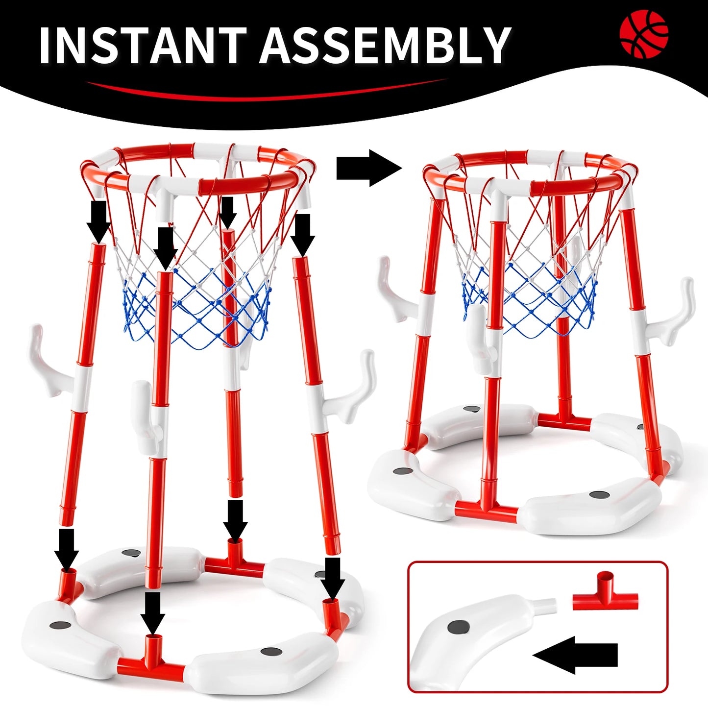 Floating Pool Basketball Hoop Game With Four Balls Outdoor
