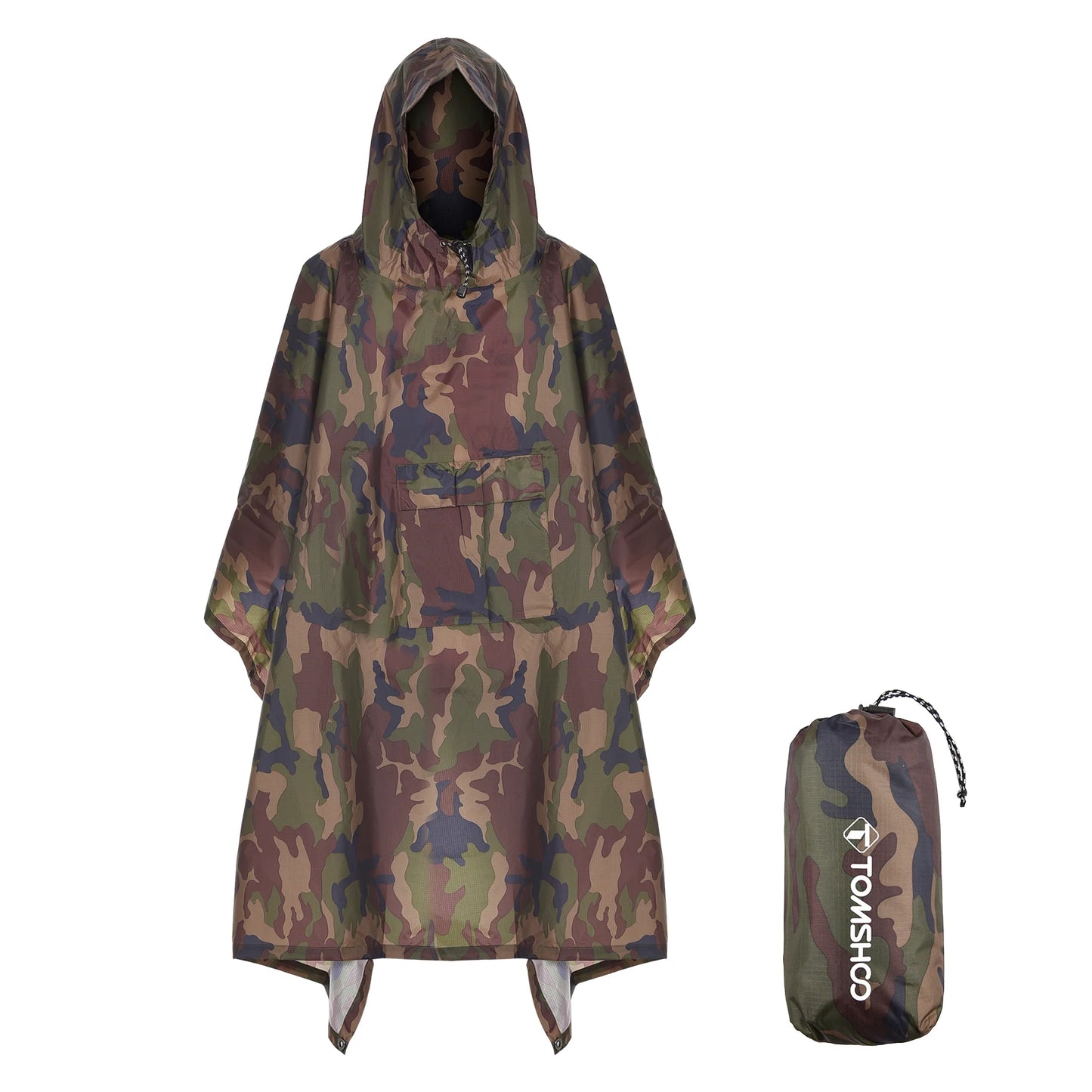 Tomshoo Hooded Rain Poncho For Outdoor Hiking And Travel