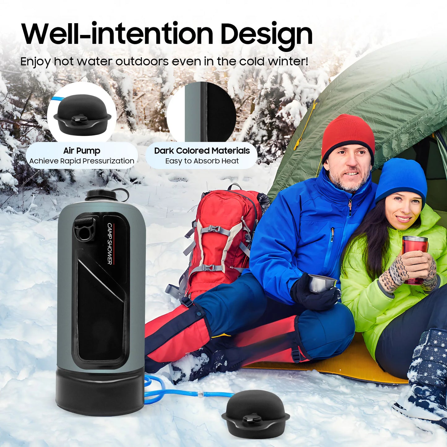 Portable Pressure Camp Shower With Detachable Double Straps