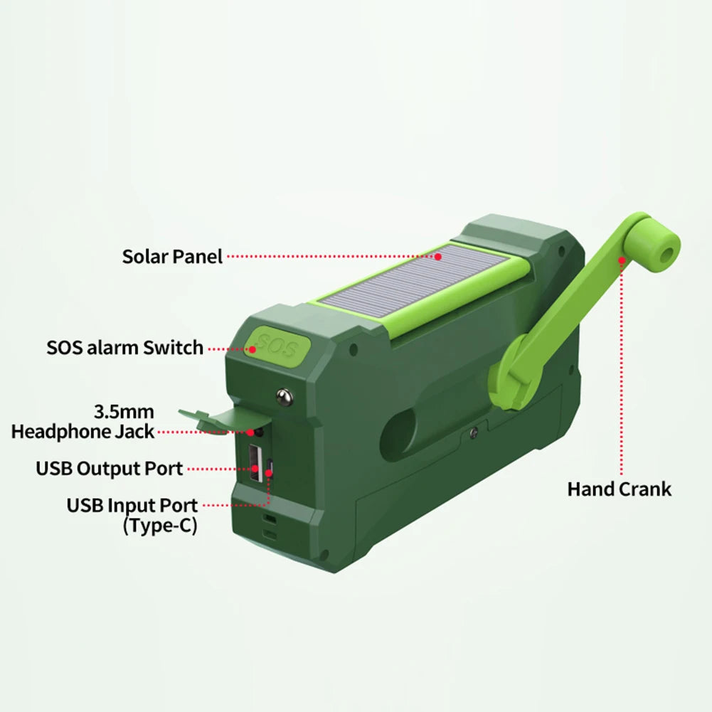 Hign-concerned 10000mAh Charger Solar Hand Crank Radio