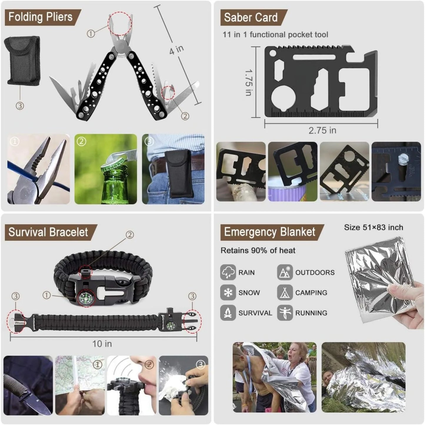 Hign Concerned 238Pcs Emergency Survival Kit Molle Pouch