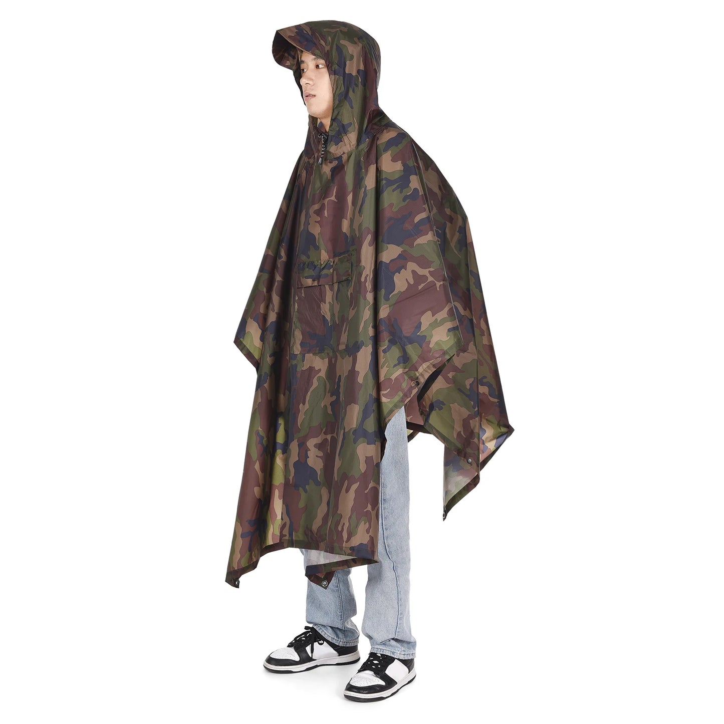 Tomshoo Hooded Rain Poncho For Outdoor Hiking And Travel