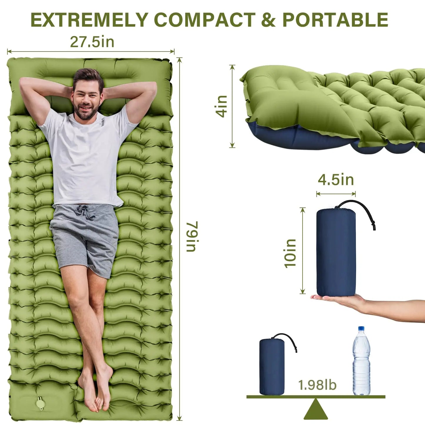 West Tune Ultralight Camping Sleeping Pad With Built Pump