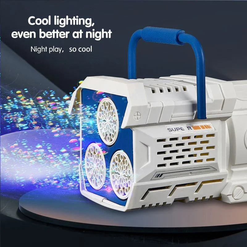 Kmoist Electric Bubble Gun 60 Hole Blower With Light