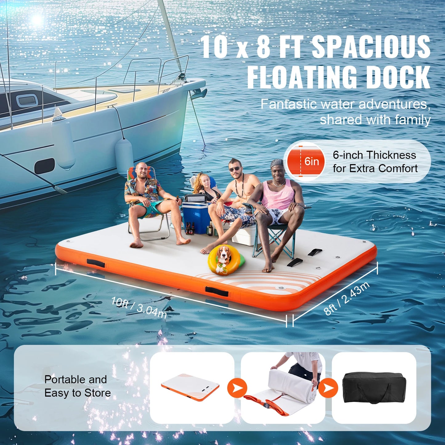 VEVOR Inflatable Floating Dock With Detachable Ladder