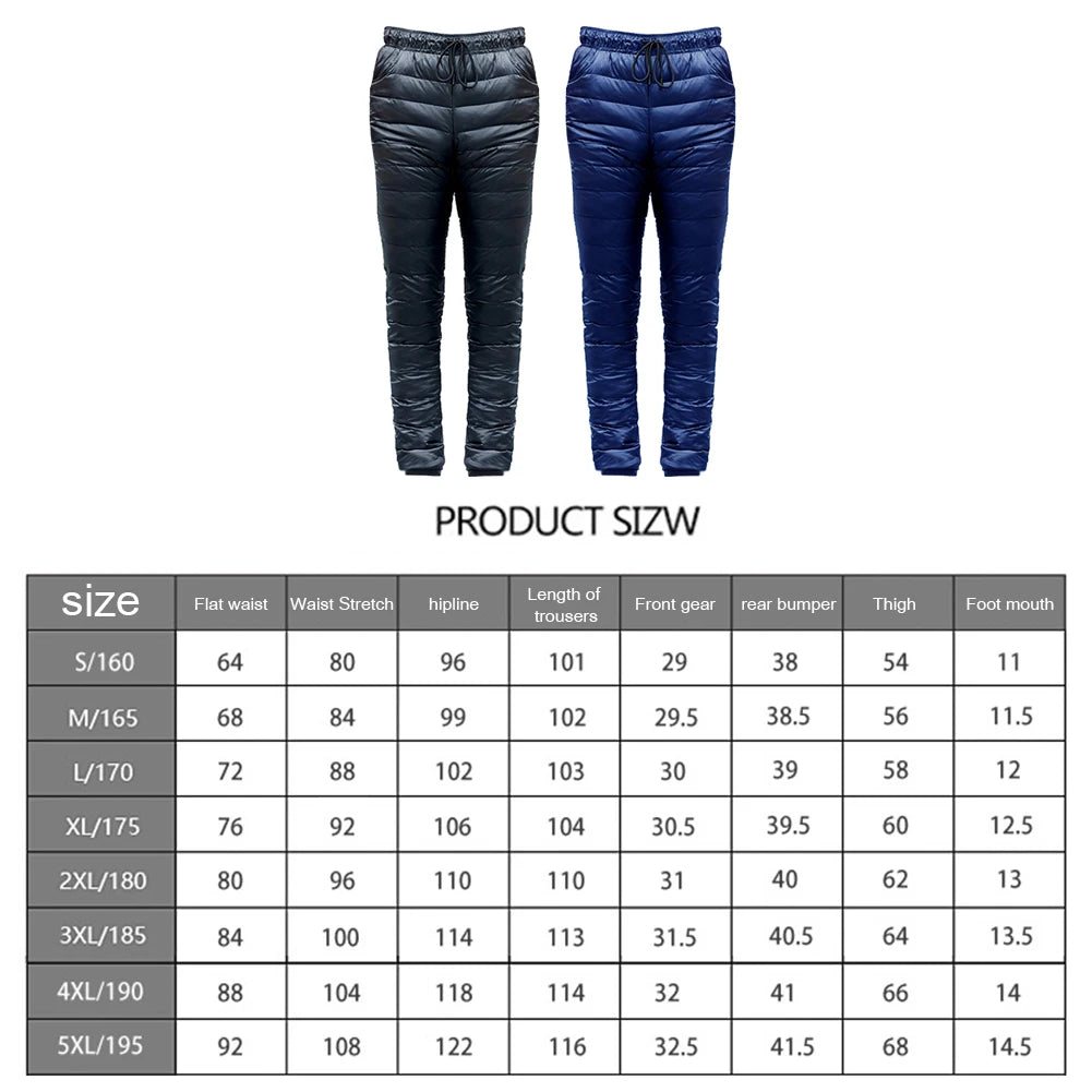 Closure Men Down Pants Gore Tex Warm Expedition Trousers