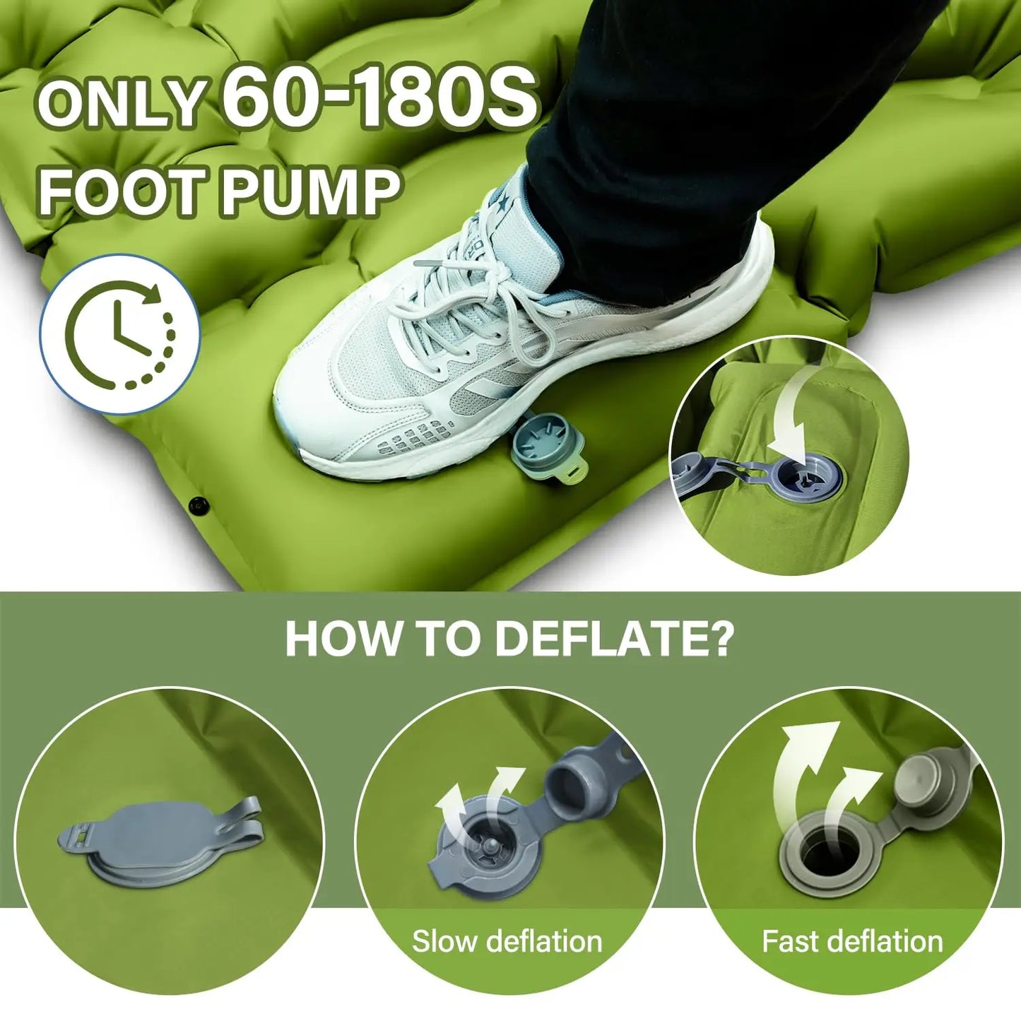 West Tune Double Sleeping Pad Built In Foot Pump Inflatable