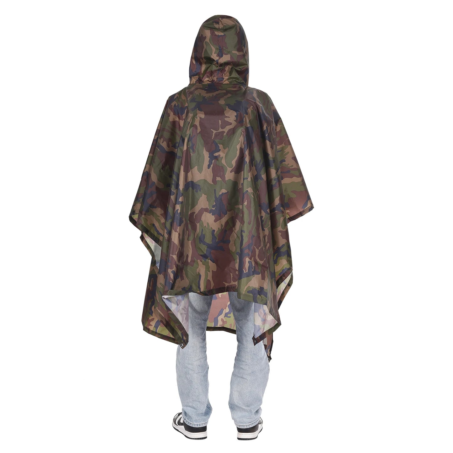 Tomshoo Hooded Rain Poncho For Outdoor Hiking And Travel