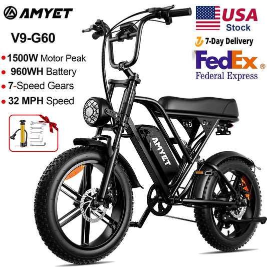 AMYET V9 G60 1000W Electric Mountain Ebike Trail Ready