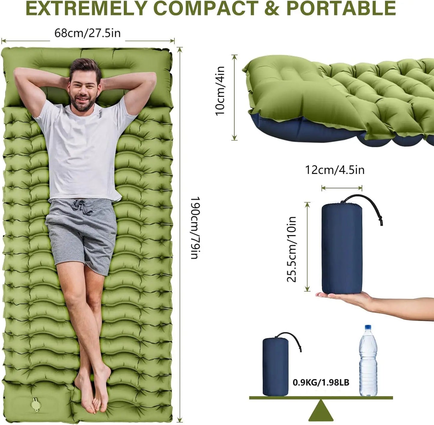 By Inflating Thick Inflatable Sleeping Mat With Pillow