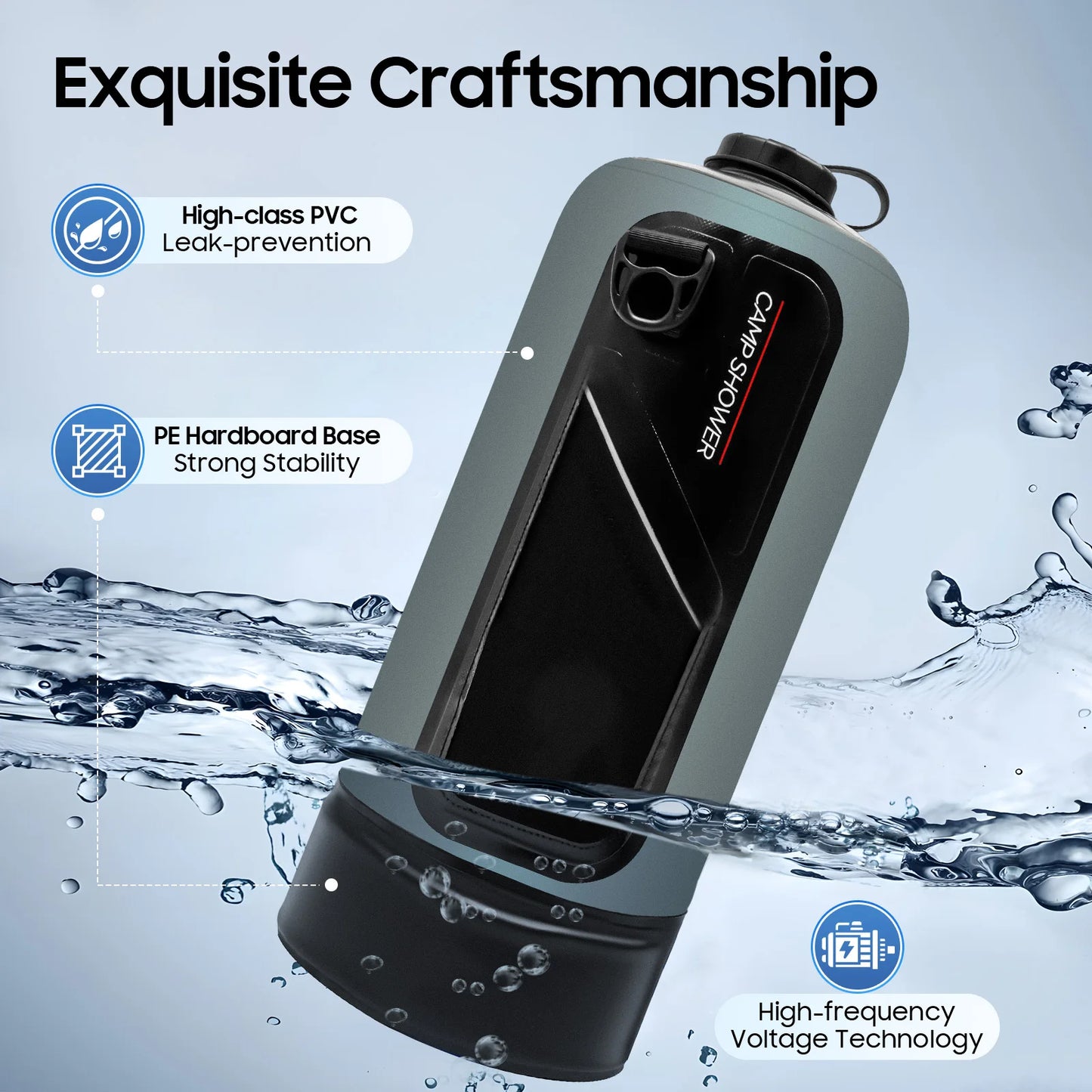 Portable Pressure Camp Shower With Detachable Double Straps