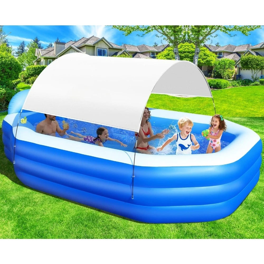 Inflatable Pool With Canopy For Adults With Seats Backrest