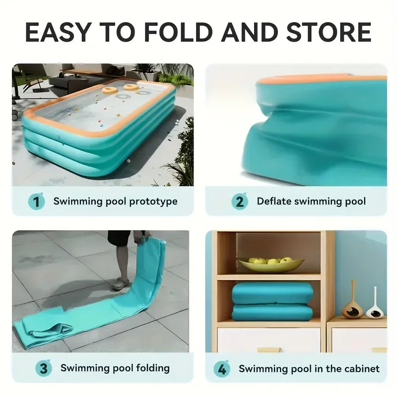 Hign-concerned PVC Inflatable Square Pool for Backyard
