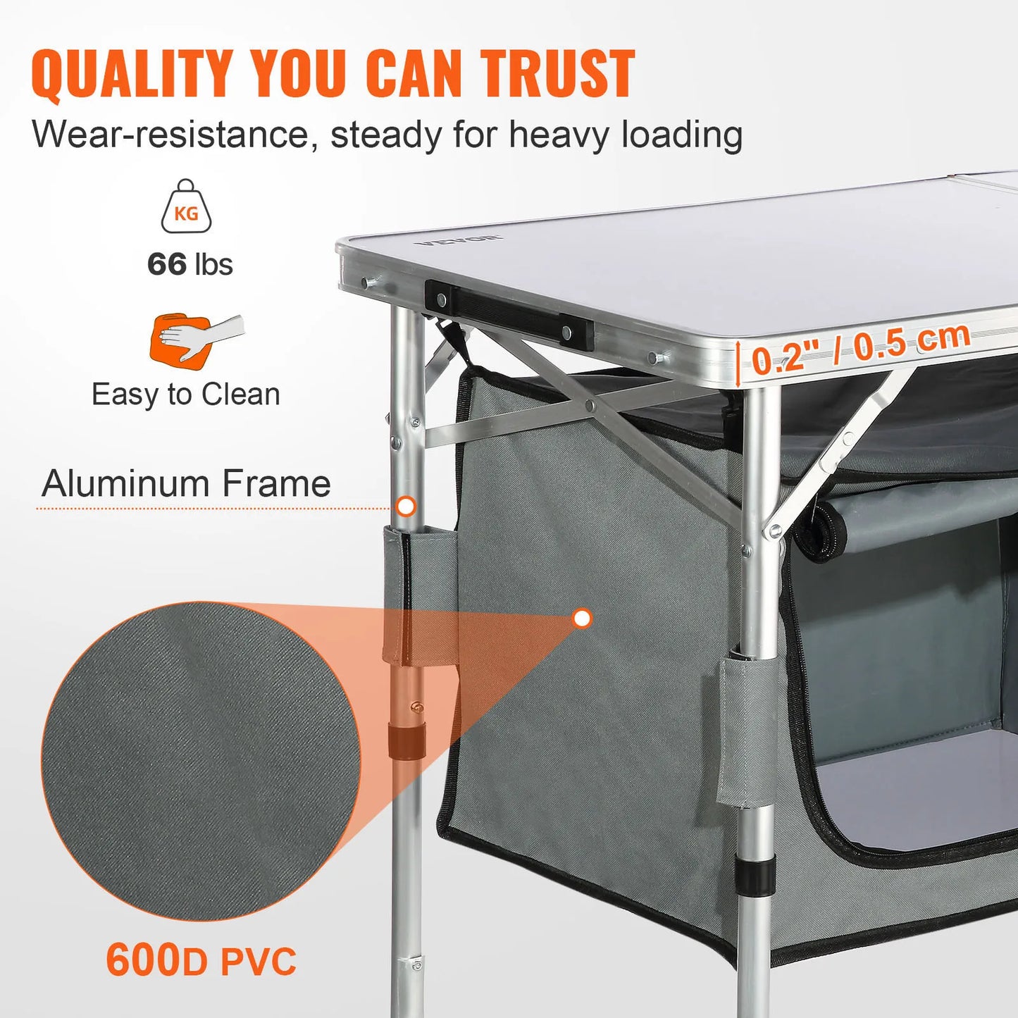 VEVOR Camping Kitchen Table Quick Setup Folding MDF Outdoor