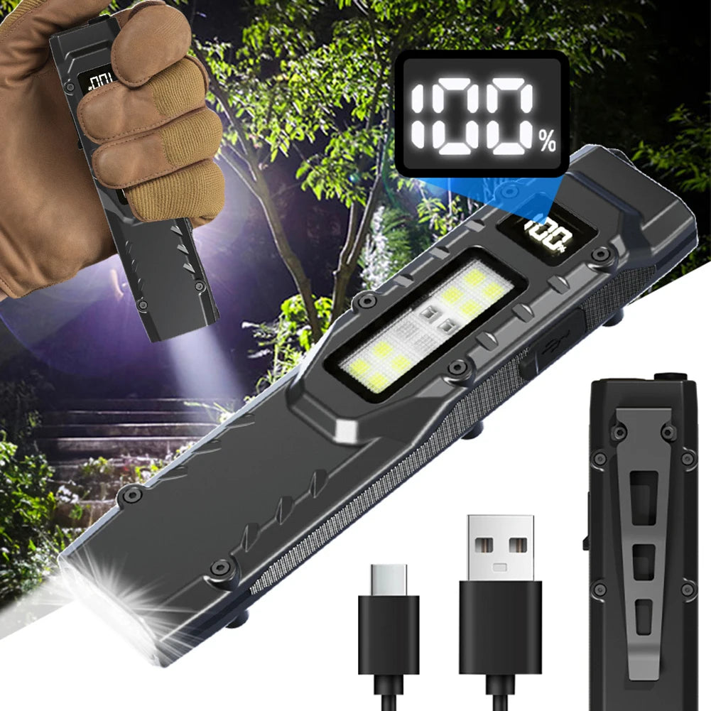 MOJOYCE 1200LM LED Flashlight With Pen Clip IPX44 Waterproof