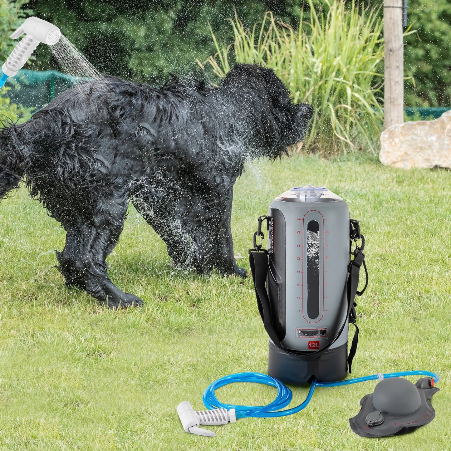 Solar Camping Shower With Pump Portable Outdoor Shower